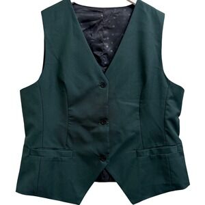 Emerald Green Tailored Vest Sleeveless Button Front Suiting Top Size 12